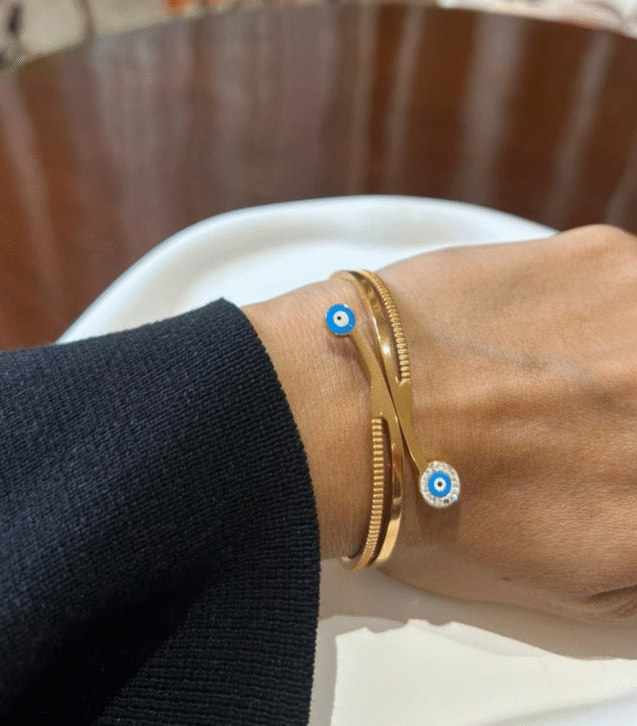 Crisscross Evil Eye Bangle